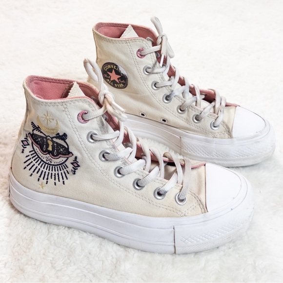 Converse Women's High-Top Sneakers - Cream with Black Accents - Picture 3 of 9